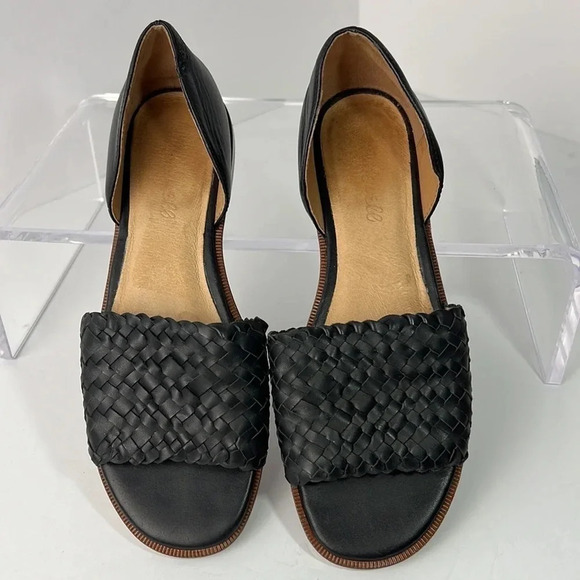 Madewell The Kinsley D'Orsay Flat in Woven Leather Open Round Toe Size 7.5 Black - Picture 8 of 15